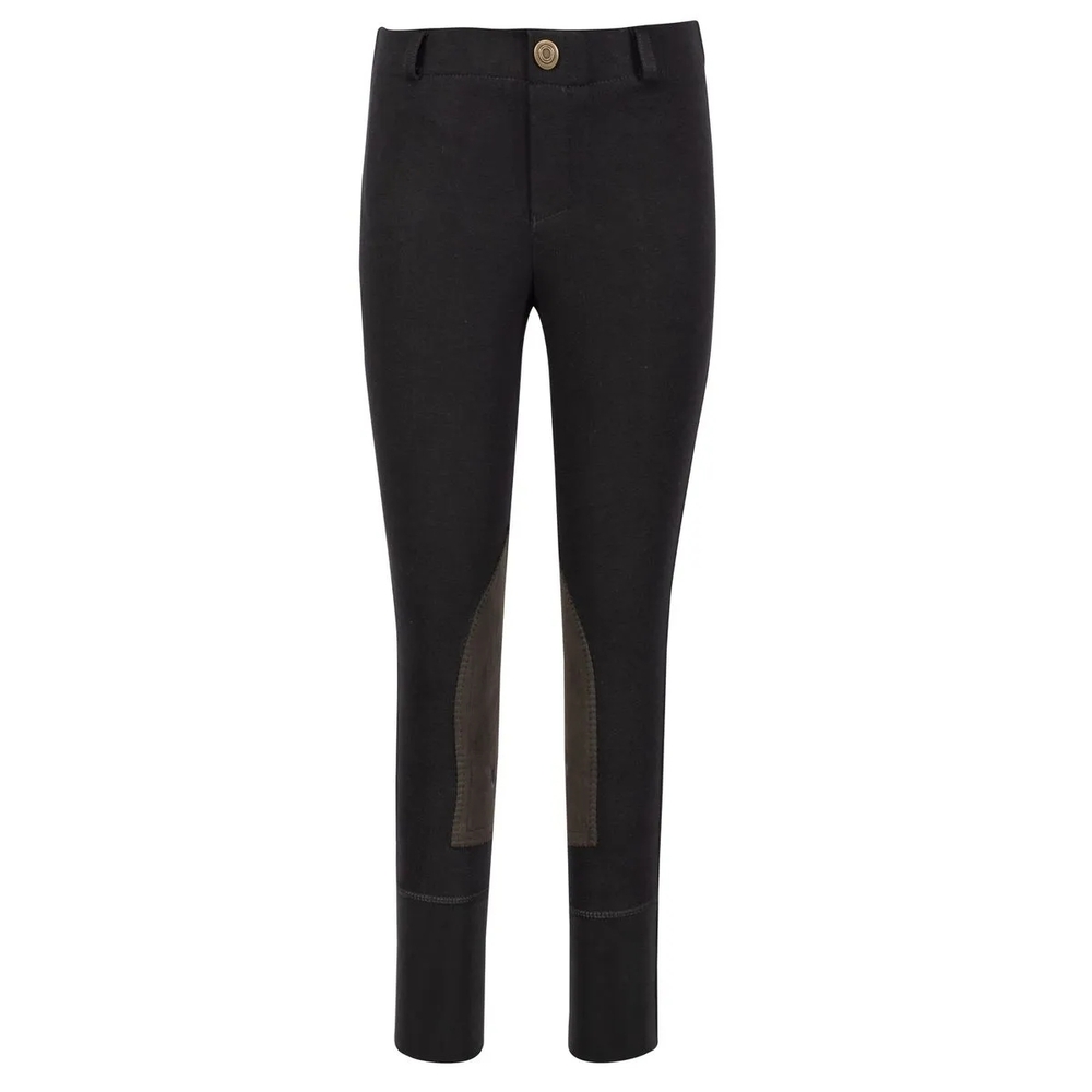 Tuff Rider Black Ribbed Low Rise Pull on Breeches with Stirrups Girls Size 14